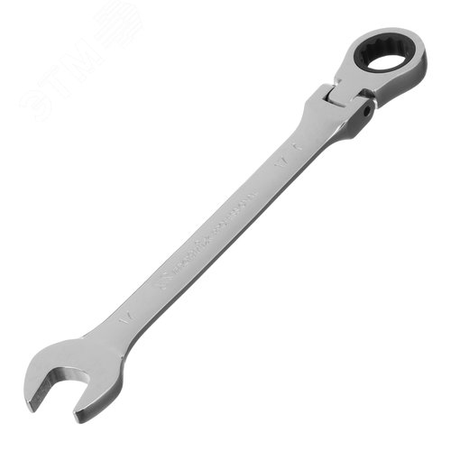 Изображение товара Ключ комбинированный трещоточный, 17мм, CrV, шарнирный, зерк.хром (шт)