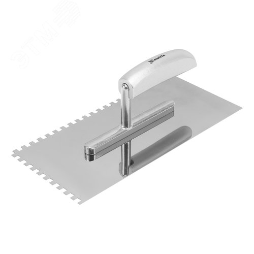 Изображение товара Гладилка из нержавеющей стали, 280 х 130 мм, деревянная ручка, зуб 6 х 6 мм (шт)