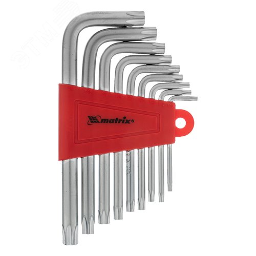 Изображение товара Набор ключей имбусовых TORX, 9 шт., T10-T50, CrV, короткие, сатин. (шт)