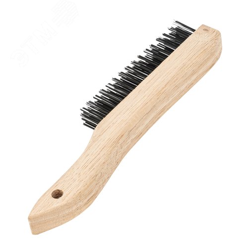 Щетка зачистная 4-х рядная, закаленная прямая проволока с деревянной ручкой - фото 2