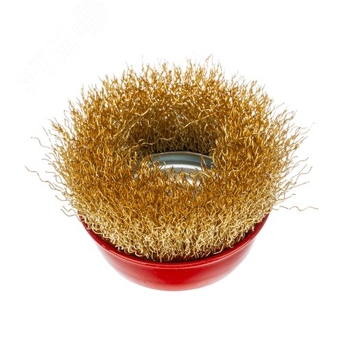 Щетка для УШМ, 65 мм, М14, чашка, латунированная витая проволока - фото 2