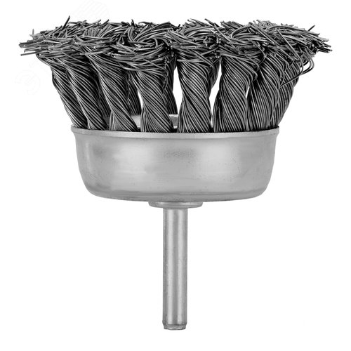 Щетка для дрели, 65 мм, чашка со шпилькой, крученая металлическая проволока - фото 2