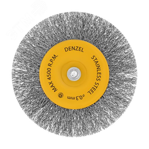 Щетка для дрели 100 мм, Плоская, со шпилькой, нержавеющая витая проволока - фото 2