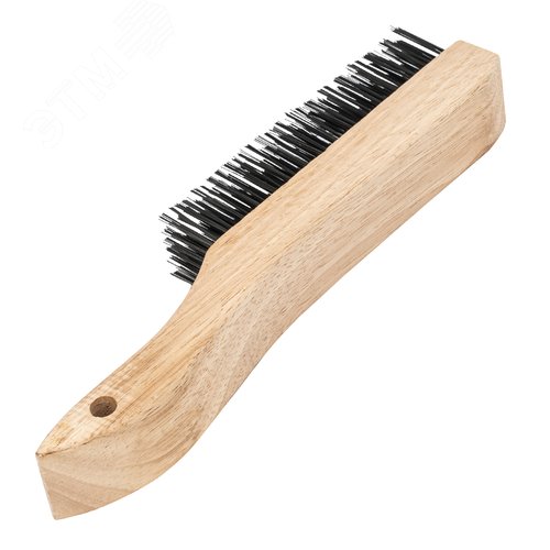 Щетка зачистная 6-и рядная, закаленная прямая проволока с деревянной ручкой - фото 2