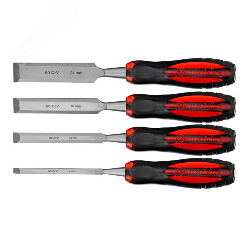 Изображение товара Набор долот-стамесок'Тигровый глаз' плоских, 4 штуки, 6-12-18-24 мм (шт)