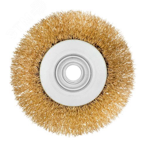 Щетка для УШМ, 100 мм, М14, тарелка,латунированная витая проволока - фото 2