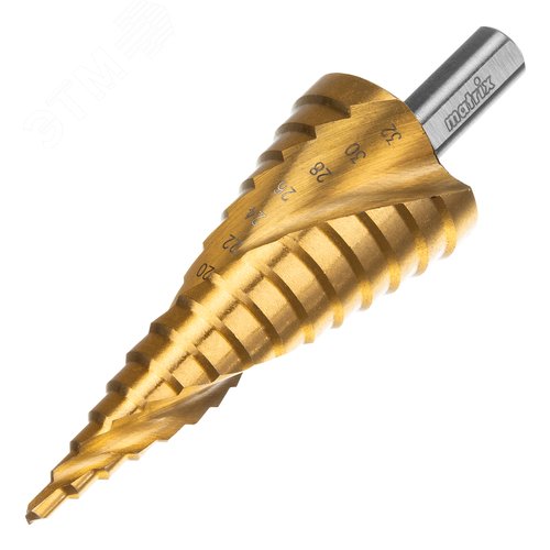 Сверло ступенчатое,4-6-8-10-12-14-16-18-20-22-24-26-28-30-32 мм,HSS,спирал.проф.,трехгр.хв. - фото 1