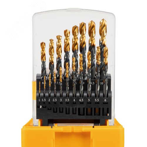 Набор сверл по металлу, 1-10 мм, HSS-Tin, Golden Tip, 19 шт - фото 2