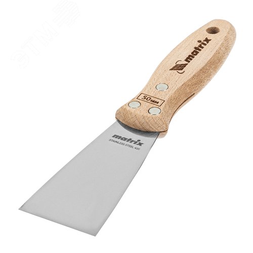 Шпательная лопатка из нержавеющей стали, 50 мм, буковая рукоятка, EFP - фото 1