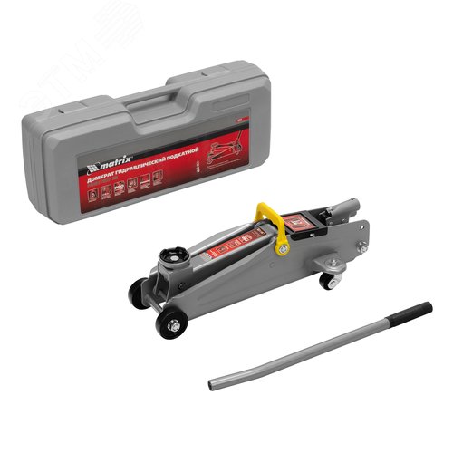 Изображение товара Домкрат гидравлический подкатной, 2 т, h подъема 135-385 мм, в пласт. кейсе (шт)