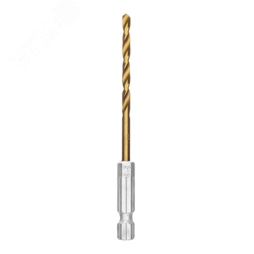 Сверло по металлу, 3,5 мм, HSS, нитридтитановое покрытие, 6-гранный хвостовик - фото 2