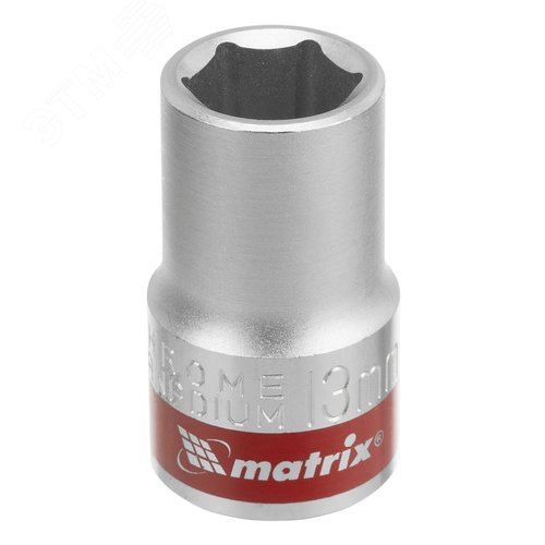 Изображение товара Головка торцевая, 13 мм, 6-гранная, CrV, под квадрат 1/2', хромированная (шт)