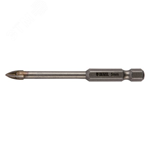 Сверло по керамической плитке 5 мм, крестовая пластина, 6-гр. хвостовик - фото 2