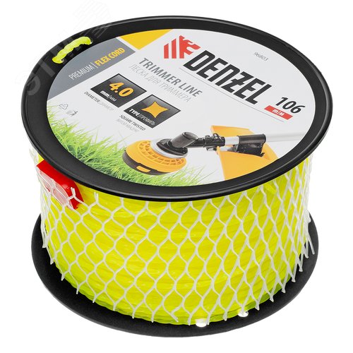 Леска для триммера витой квадрат, 4,0мм х 106м, на DIN катушке FLEX CORD - фото 2