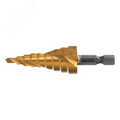 Сверло ступенчатое, 4-6-8-10-12-14-16-18-20 мм, HSS, спиральный проф., шестигр. хвостовик - фото 3