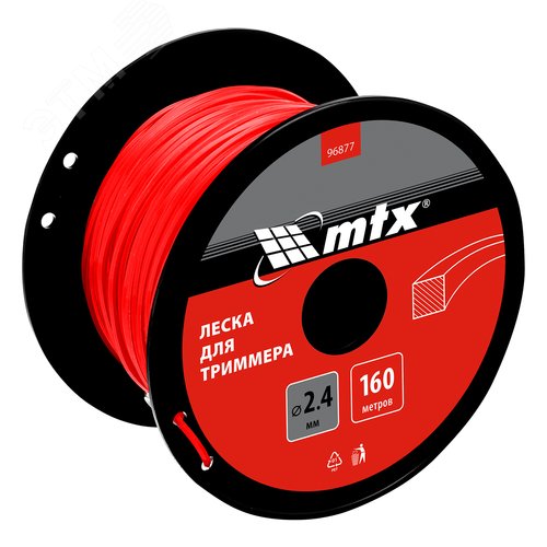 Леска для триммера квадрат 2,4 мм х 160 м, на катушке - фото 1