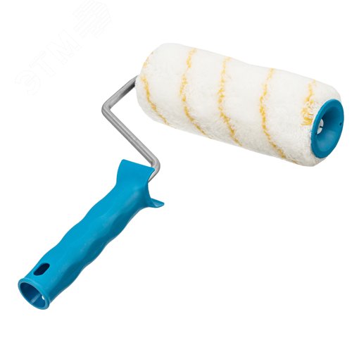 Изображение товара Валик в сборе ПОЛИАКРИЛ желтая полоса, 180 мм, ворс 12 мм, D 48 мм, D ручки 8 мм (шт)