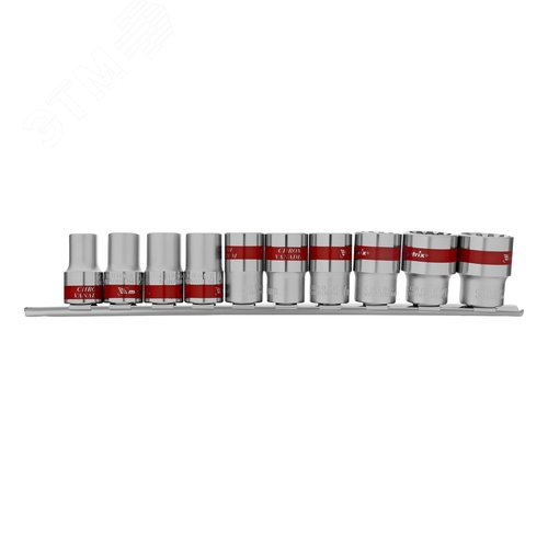 Изображение товара Набор универсальных торцевых головок 1/2', Spline, CrV, 10-22мм, 10 штук (шт)