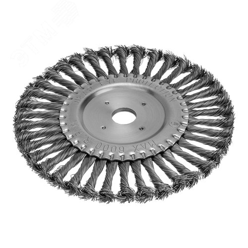 Щетка для УШМ, 200 мм, посадка 22,2 мм, Плоская, крученая проволока 0,5 мм - фото 2