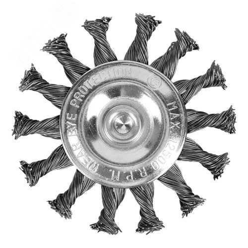 Щетка для дрели, 75 мм, плоская со шпилькой, крученая металлическая проволока - фото 2