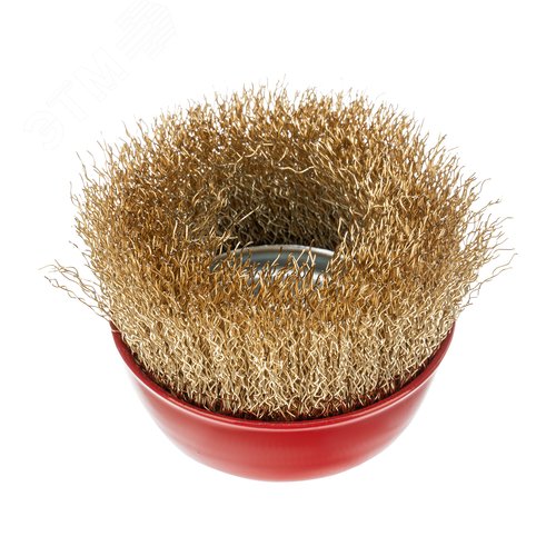 Щетка для УШМ, 75 мм, М14, чашка, латунированная витая проволока - фото 2