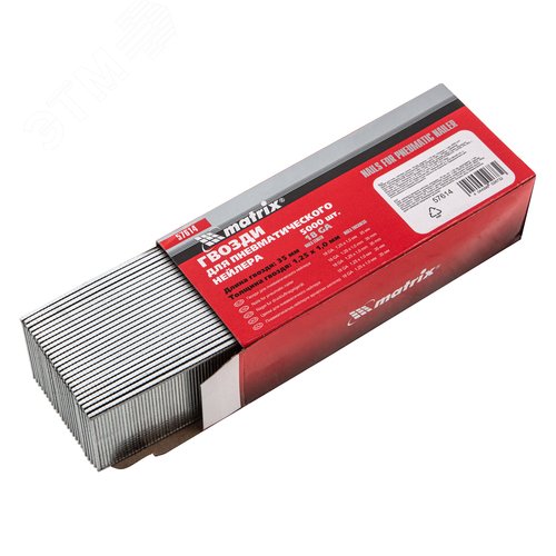 Изображение товара Гвозди для пнев. нейлера, длина - 35 мм, ширина - 1,25 мм, толщина - 1 мм, 5000 шт (уп)