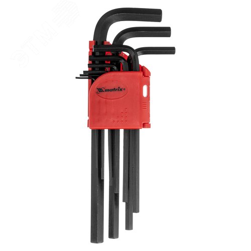 Изображение товара Набор ключей имбусовых HEX, 1,5–10 мм, CrV, 9 шт., оксидированные, удлиненные (шт)