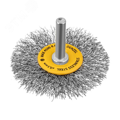 Щетка для дрели, 60 мм, Плоская, со шпилькой, нержавеющая витая проволока - фото 2