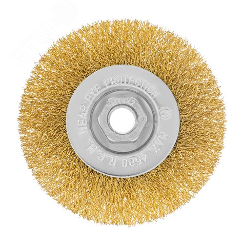 Щетка для УШМ, 100 мм, М14, плоская, латунированная витая проволока - фото 2