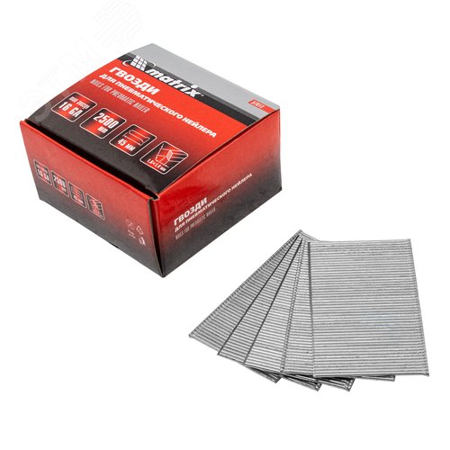 Изображение товара Гвозди 16GA для пневм. нейлера сечение 1,6х1,4, длина 45 мм, 2500 шт (уп)