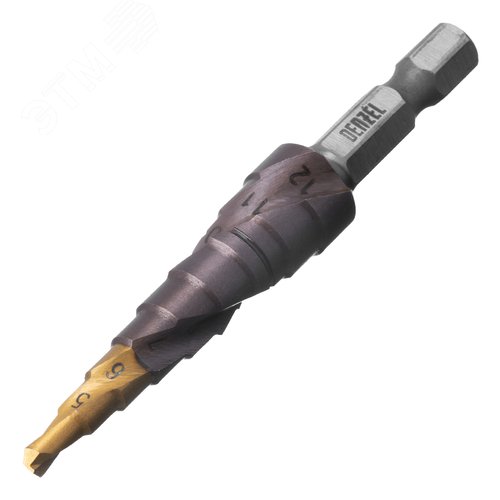 Сверло ступенчатое 4-5-6-7-8-9-10-11-12 мм, Р6М5К5, 6-гр. хвостовик - фото 1