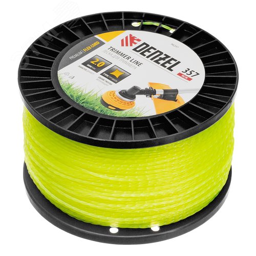 Леска для триммера витой квадрат, 2,0мм х 357м, на DIN катушке FLEX CORD - фото 2