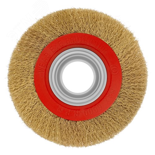 Щетка для точила, 150 мм, посадка 32 мм, плоская, латунир. витая проволока - фото 2