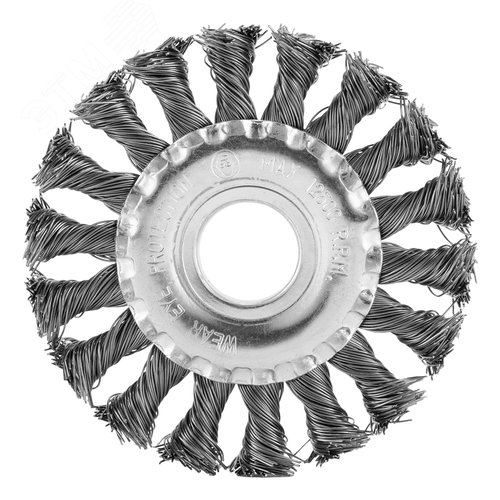 Щетка для УШМ, 100 мм, посадка 22,2 мм, Плоская, крученая проволока 0,5 мм - фото 2