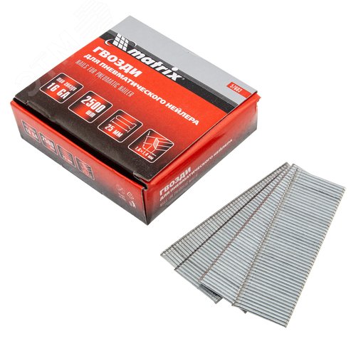 Изображение товара Гвозди 16GA для пневм. нейлера сечение 1,6х1,4, длина 25 мм, 2500 шт (уп)