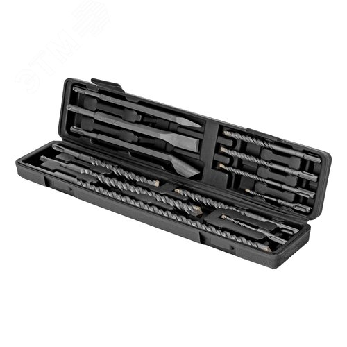 Изображение товара Набор буров по бетону, 5-6х110, 8-10-12х160, 14-16х210, 18х300, 20х450 мм, зубила, SDS PLUS (шт)