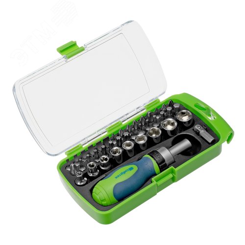 Отвертка ревер. + биты, 41 пред., PH+PZ+SL+H+T, CrV, 2к рукоятка - фото 1