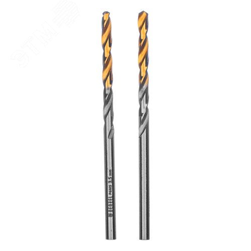 Сверло спиральное по металлу 3,5 x 70мм, Р6М5, Golden Tip , 2шт. - фото 1