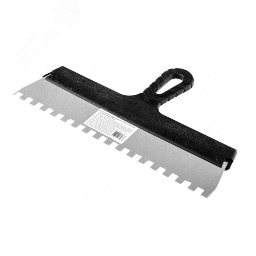 Шпатель из нержавеющей стали, 350 мм, зуб 10х10 мм, пластмассовая ручка - фото 2