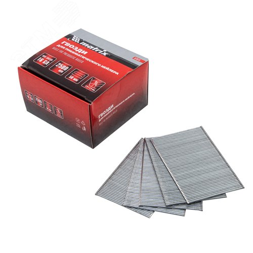 Изображение товара Гвозди 16GA для пневм. нейлера сечение 1,6х1,4, длина 50 мм, 2500 шт (уп)