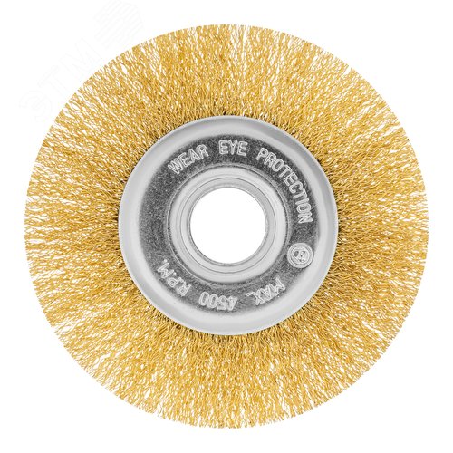 Щетка для УШМ, 125 мм, посадка 22,2 мм, плоская, латунированная витая проволока - фото 2