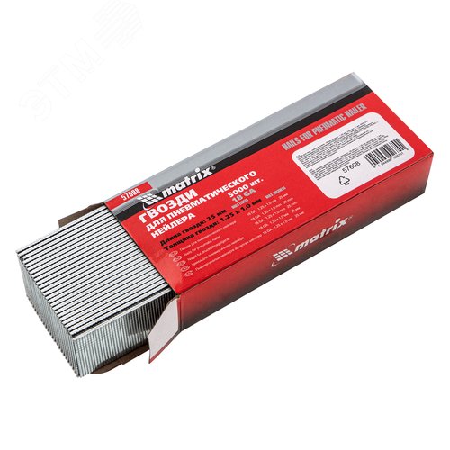 Изображение товара Гвозди для пнев. нейлера, длина - 25 мм, ширина - 1,25 мм, толщина - 1 мм, 5000 шт (уп)