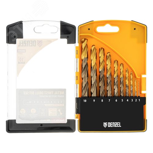 Набор сверл по металлу, 1-10 мм, Р6М5К8-TiN, Golden Tip, 10 шт - фото 2