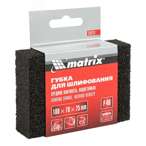 Изображение товара Губка для шлифования, 100 х 70 х 25 мм, средняя плотн., P 40 (шт)