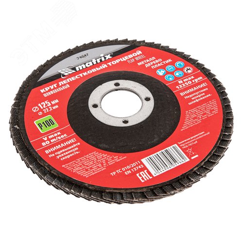 Круг лепестковый торцевой, P 100, 125 х 22,2 мм - фото 3