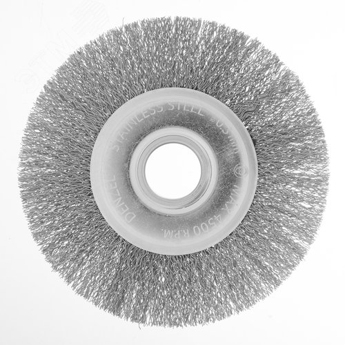 Щетка для УШМ, 125 мм, Плоская, витая нержавеющая проволока 0,3 мм, посадка 22,2 мм - фото 2