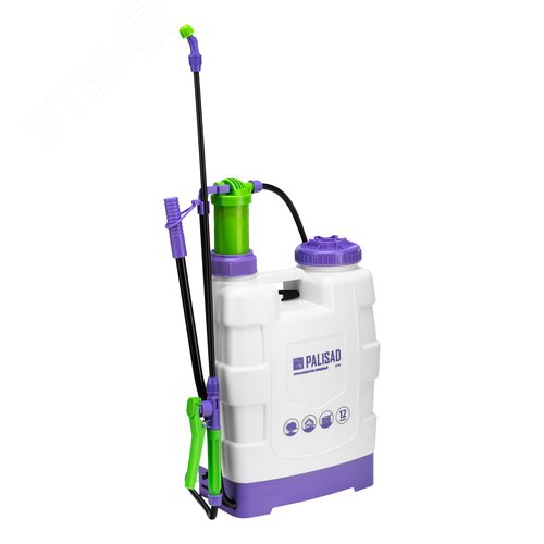 Опрыскиватель 12 л, ранцевый, с насосом, шлангом, разбрызгивателем - фото 1