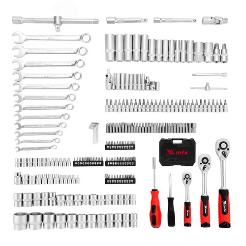 Набор инструментов, 1/2, 3/8, 1/4, пластиковый кейс 215 предм. - фото 2