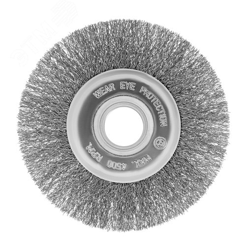 Щетка для УШМ, 125 мм, посадка 22,2 мм, плоская, витая проволока 0,3 мм - фото 2