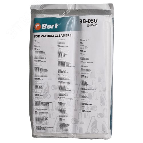Изображение товара Мешки для пылесосов BORT BOSCH GAS, GHIBLI, KARCHER NT (BB-05U) 5шт (шт)